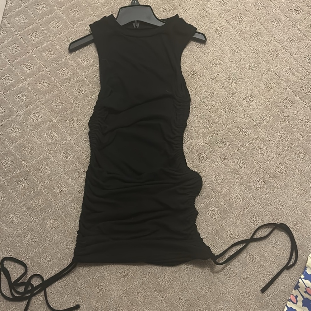 𝅺ZARA Side Ruched Ribbed Mini Dress - Picture 2 of 2